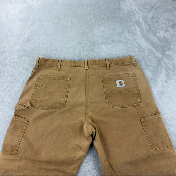 Vintage Carhartt Men's Size 42x27 B01 BRN Tan Double Knee Pants Made in USA 90s - Picture 12 of 12